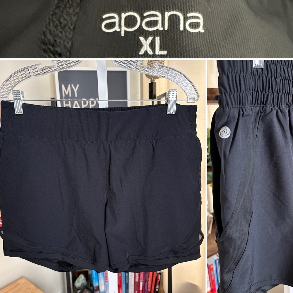 Apana Shorts Women's Size XL Black Athletic Lined Lightweight Stretch